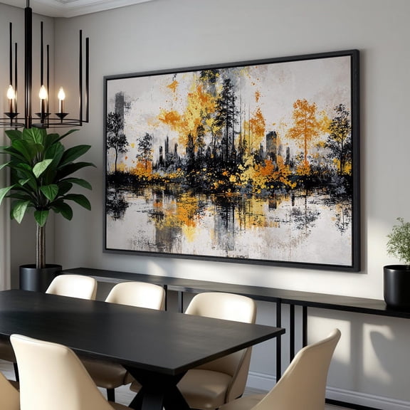 Cityscape Silhouette Wall Art Abstract Urban Skyline Poster Modern Wall Decor Expressionism Poster Ready To Hang, Unframed Poster Size 12x18