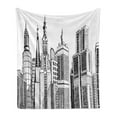 thumbnail image 1 of Cityscape Soft Flannel Fleece Blanket, Urban Arhitecture Sketch Skyscraper Metropolis Grunge Handdrawn Modern Scenery, Cozy Plush for Indoor and Outdoor Use, 50" x 70", Black White, by Ambesonne, 1 of 5