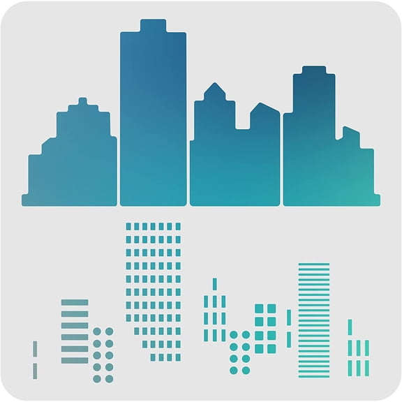 Cityscape Stencils - 11.8x11.8inch Plastic City Building Morse Code Drawing Painting Stencils DIY