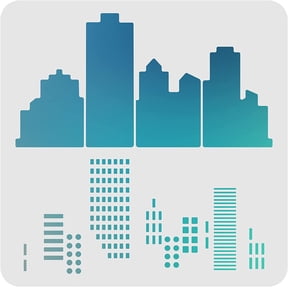 Cityscape Stencils Template 11.8x11.8inch Plastic City Building Morse Code Drawing Painting Stencils Square Reusable Stencils for Painting on Wood Floor Wall and Tile