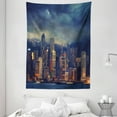 thumbnail image 1 of Cityscape Tapestry, Hong Kong Cityscape Stormy Weather Dark Cloudy Sky Waterfront Port Dramatic View, Wall Hanging for Bedroom Living Room Dorm Decor, 60W X 80L Inches, Multicolor, by Ambesonne, 1 of 2
