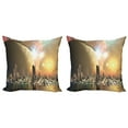 thumbnail image 1 of Ambesonne Yellow Throw Pillow Cover 2 Pack, Utopia Metropolis Urban, 20", Yellow Peach, 1 of 6