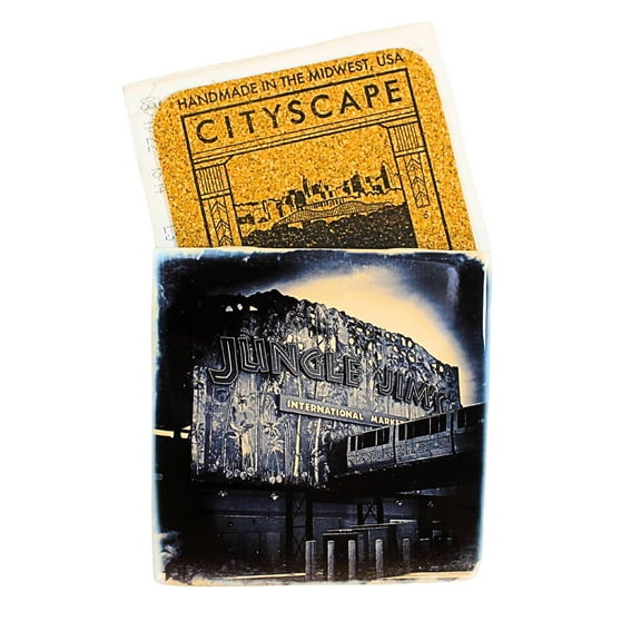 Cityscape Tiles Jungle Jim's - One Coaster 4.25 Inch, Ceramic - Fairfield, Ohio Landmark Junglejims