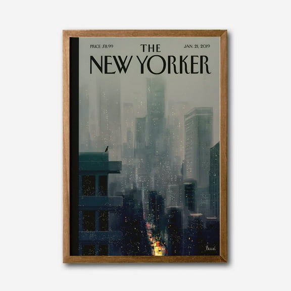 Cityscape at Dusk Modern Urban Canvas Wall Art Inspired by The New Yorker Cover