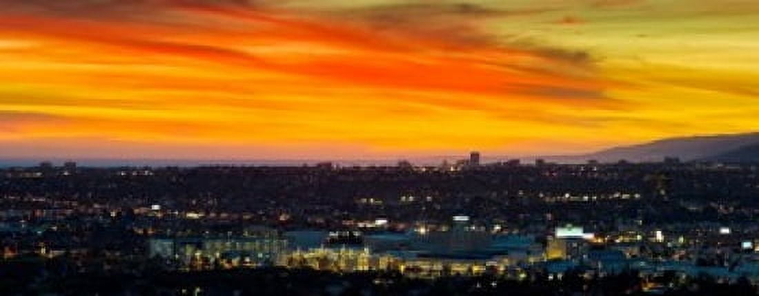 Cityscape at dusk Sony Studios Culver City Santa Monica Los Angeles County California USA Canvas Art - Panoramic Images (30 x 12)