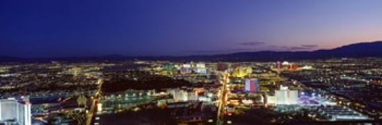 Cityscape at night The Strip Las Vegas Nevada USA Canvas Art - Panoramic Images (36 x 12)