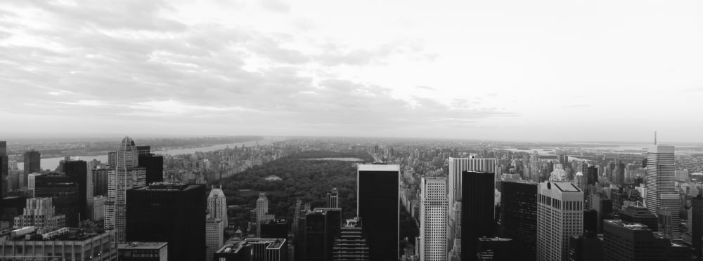 Cityscape at sunset Central Park East Side of Manhattan New York City New York State USA Canvas Art - Panoramic Images (6 x 15)