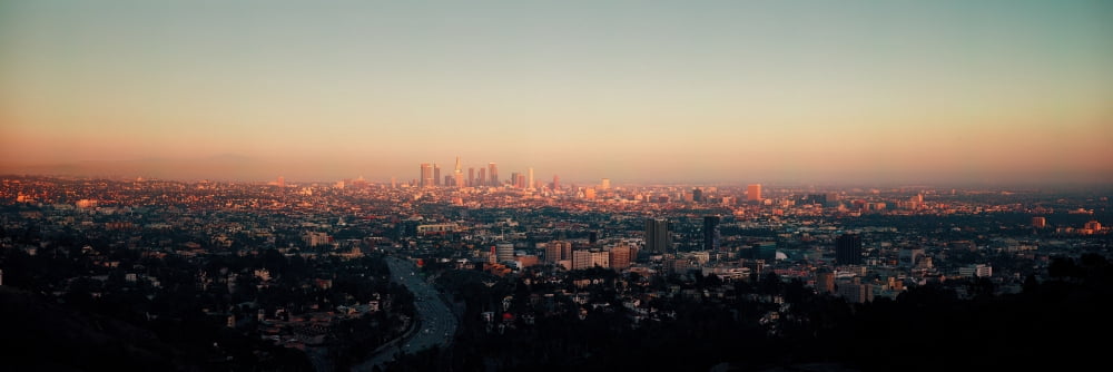 Cityscape viewed from Mulholland Drive Los Angeles California USA Canvas Art - Panoramic Images (6 x 18)