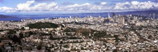 Cityscape viewed from the Twin Peaks San Francisco California USA Canvas Art - Panoramic Images (36 x 12)