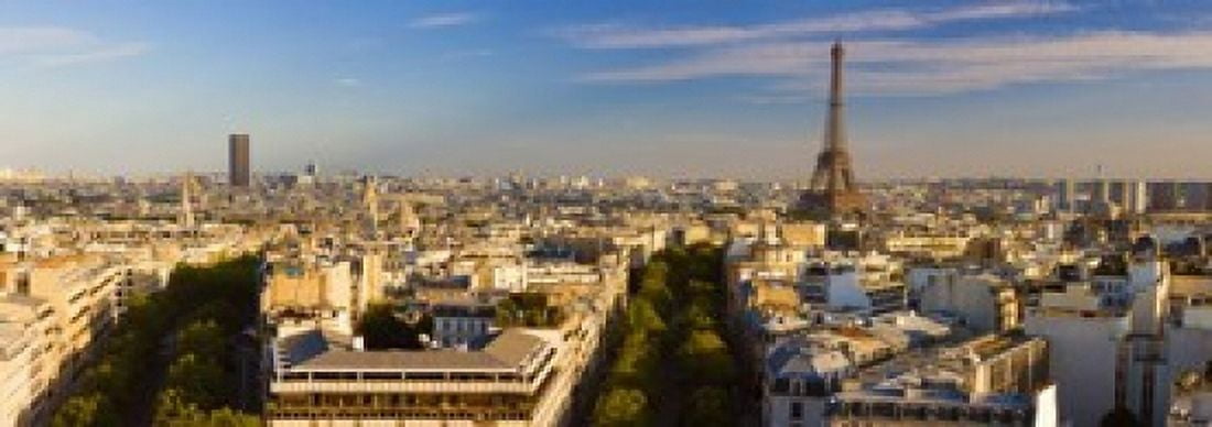 Cityscape with Eiffel Tower in background Paris Ile-de-France France Canvas Art - Panoramic Images (18 x 7)
