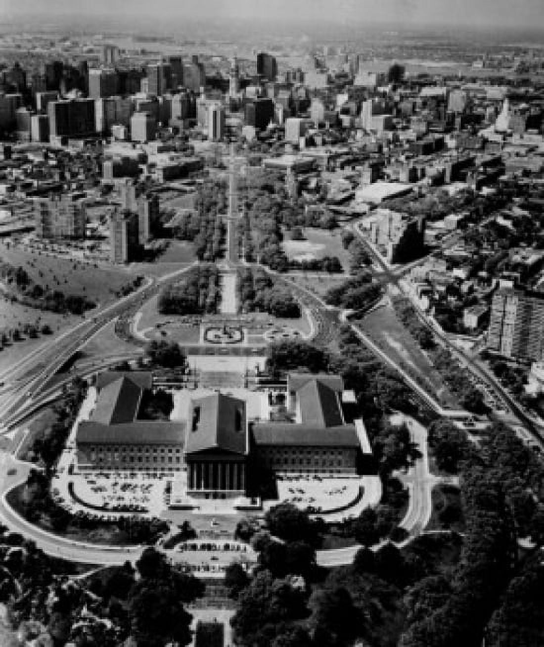 Cityscape with large neoclassical building aerial view Canvas Art - (18 x 24)