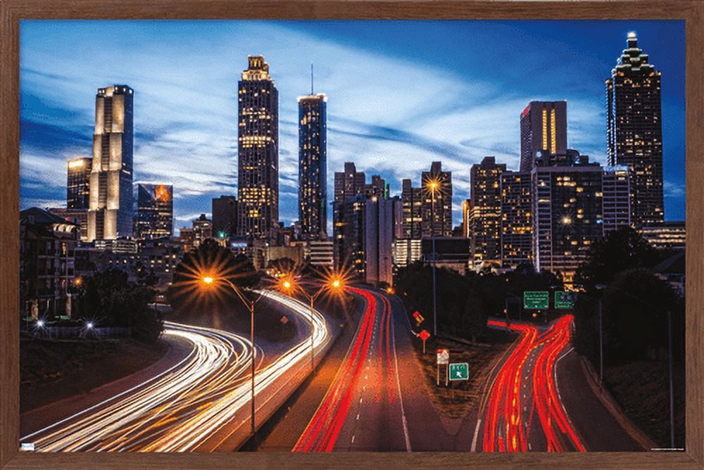 Cityscapes - Atlanta, Georgia Wall Poster, 22.375" x 34", Framed