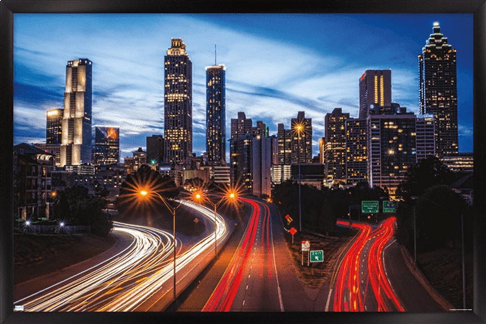 Cityscapes - Atlanta, Georgia Wall Poster, 22.375" x 34", Framed