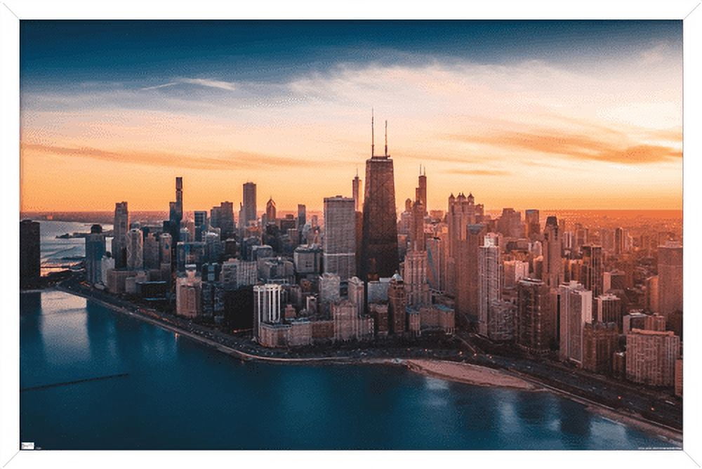 Cityscapes - Chicago, Illinois Wall Poster, 22.375" x 34", Framed