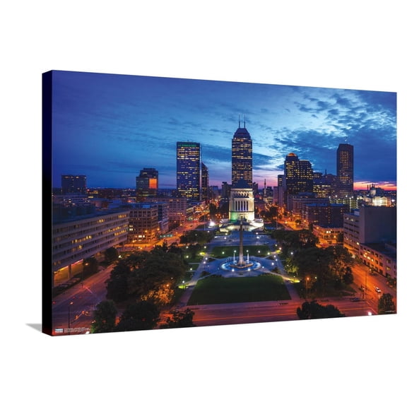 Cityscapes - Indianapolis, Indiana Canvas Wall Poster, 22.375" x 34"