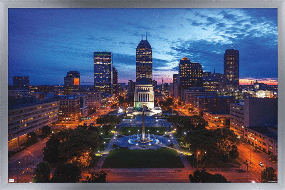 Cityscapes - Indianapolis, Indiana Wall Poster, 14.725" x 22.375", Framed