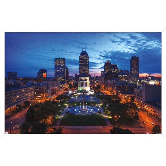 Cityscapes - Indianapolis, Indiana Wall Poster, 22.375" x 34", Framed