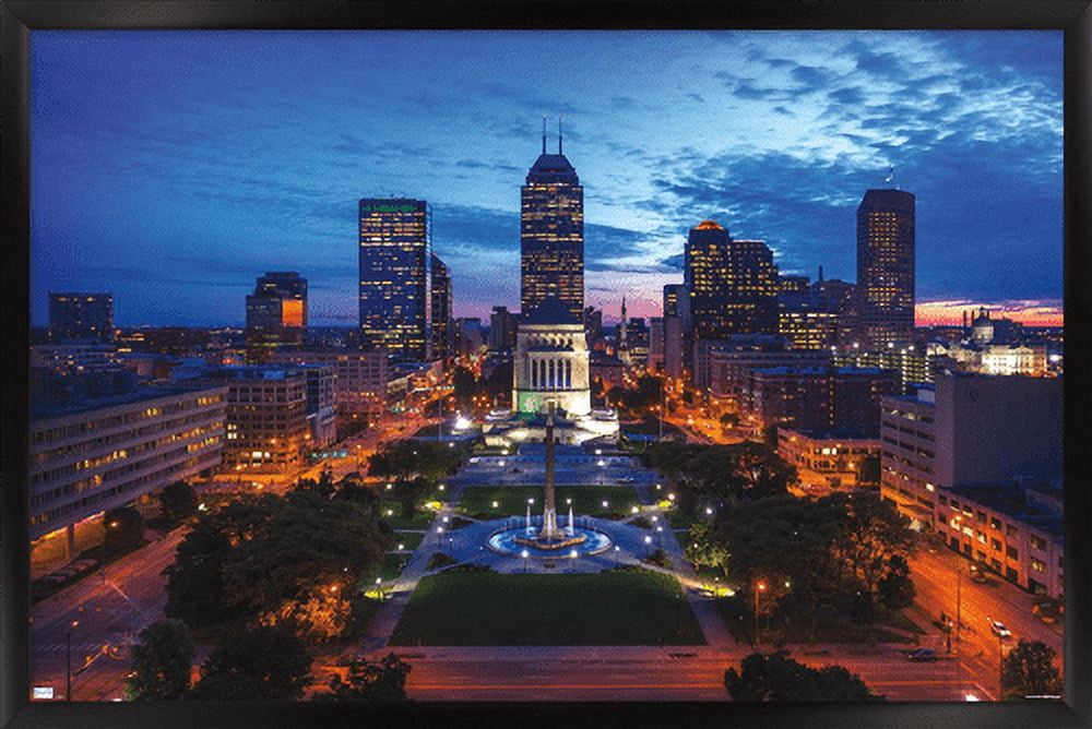 Cityscapes - Indianapolis, Indiana Wall Poster, 22.375" x 34", Framed