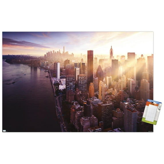 Cityscapes - New York City, New York Skyline at Dusk Wall Poster, 14.725" x 22.375"