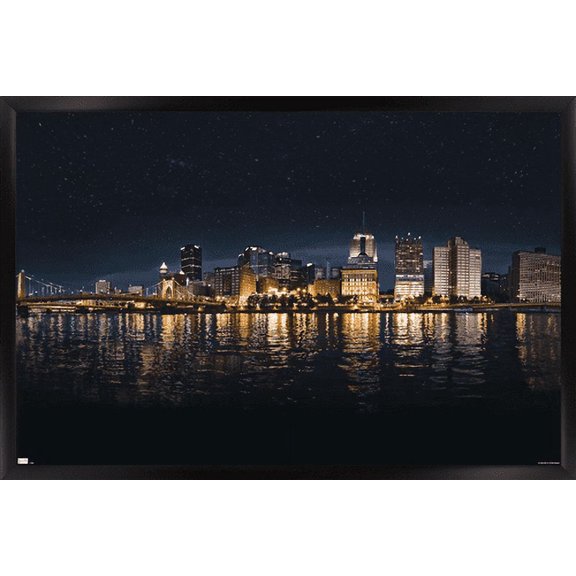 Cityscapes - Pittsburgh, Pennsylvania Wall Poster, 14.725" x 22.375", Framed