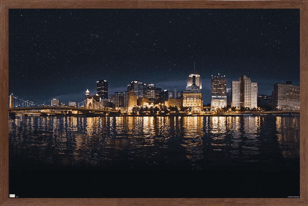 Cityscapes - Pittsburgh, Pennsylvania Wall Poster, 22.375" x 34", Framed