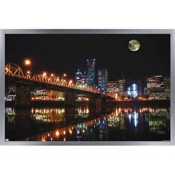 Cityscapes - Portland, Oregon Wall Poster, 14.725" x 22.375", Framed