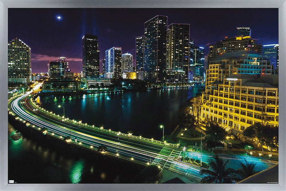 Cityscapes - Venetian Causeway Wall Poster, 14.725" x 22.375", Framed