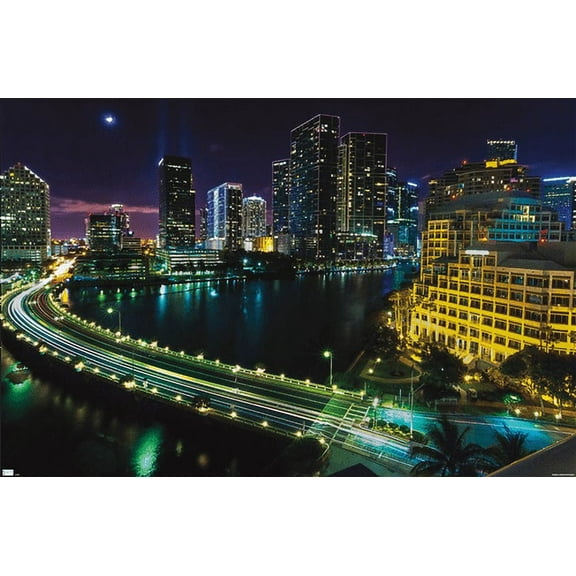 Cityscapes - Venetian Causeway Wall Poster, 14.725" x 22.375"