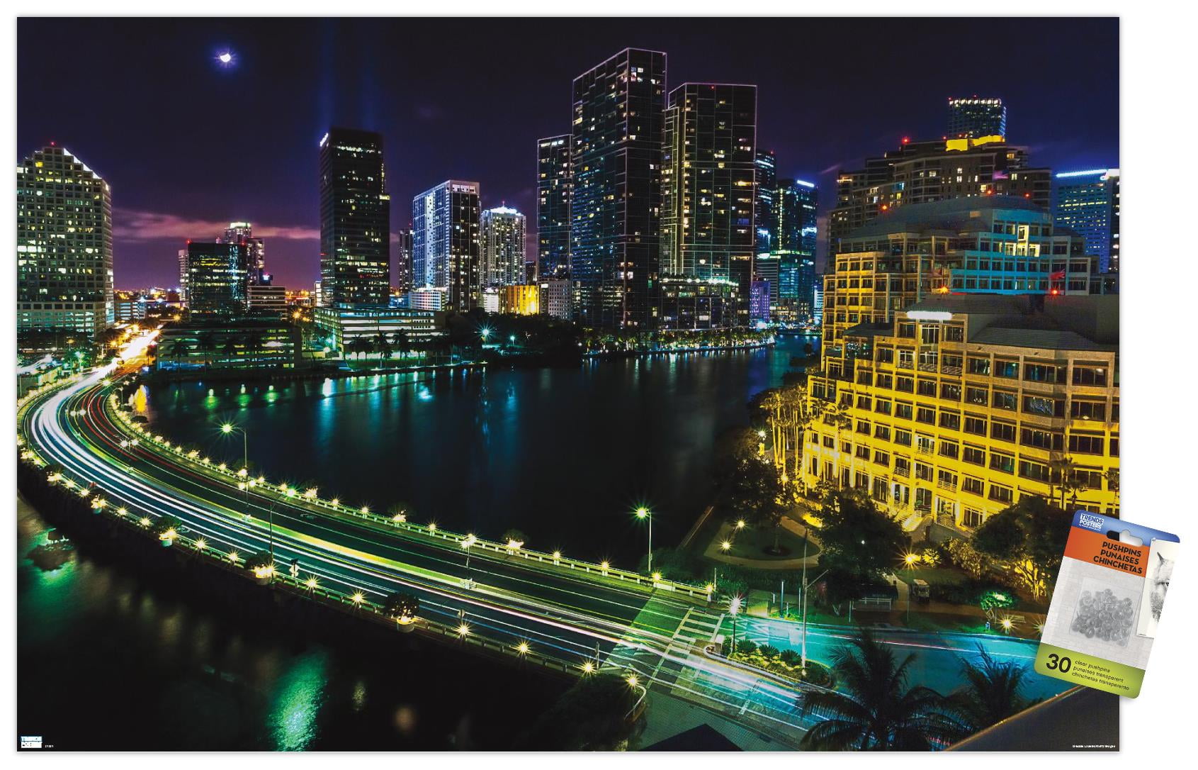 Cityscapes - Venetian Causeway Wall Poster with Pushpins, 22.375" x 34"