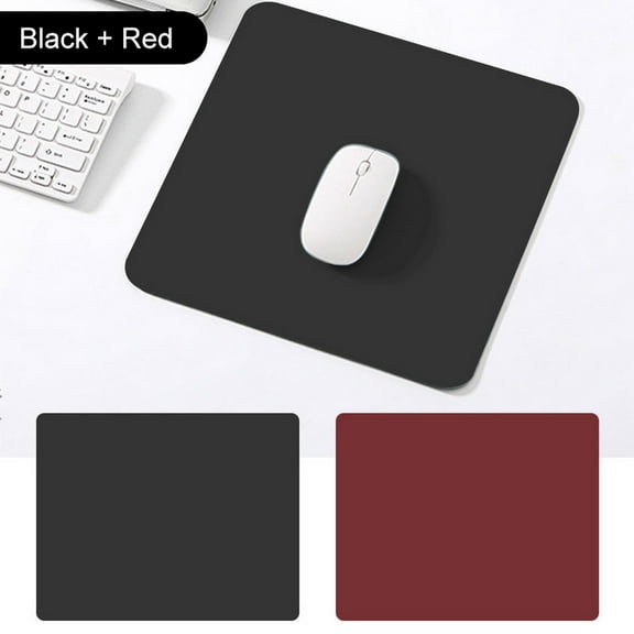 Citystores Computer Mousepad Faux Leather Solid Color Double-sided Square Small Waterproof Thickened Non-slip Mouse Mat