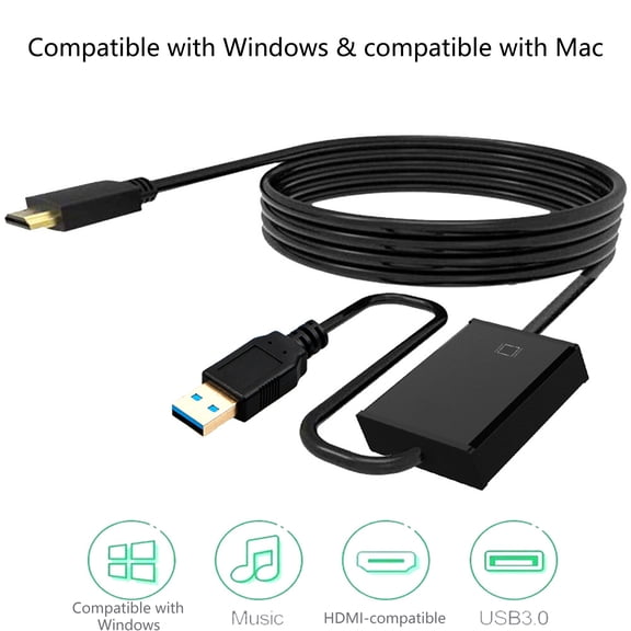 Citystores USB to -compatible Cable 1.8m USB 3.0 to -compatible Audio Video Converter for Windows XP/7/8/8.1/Vista