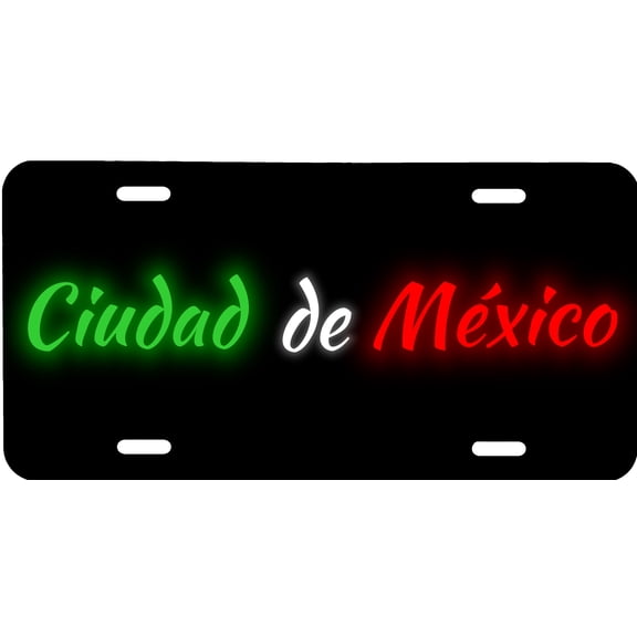 Ciudad De Mexico Aluminum Vanity License Plate, 6'' x 12'' Reflective Lettering & Graphics, Tourist Souvenir Gift Sign