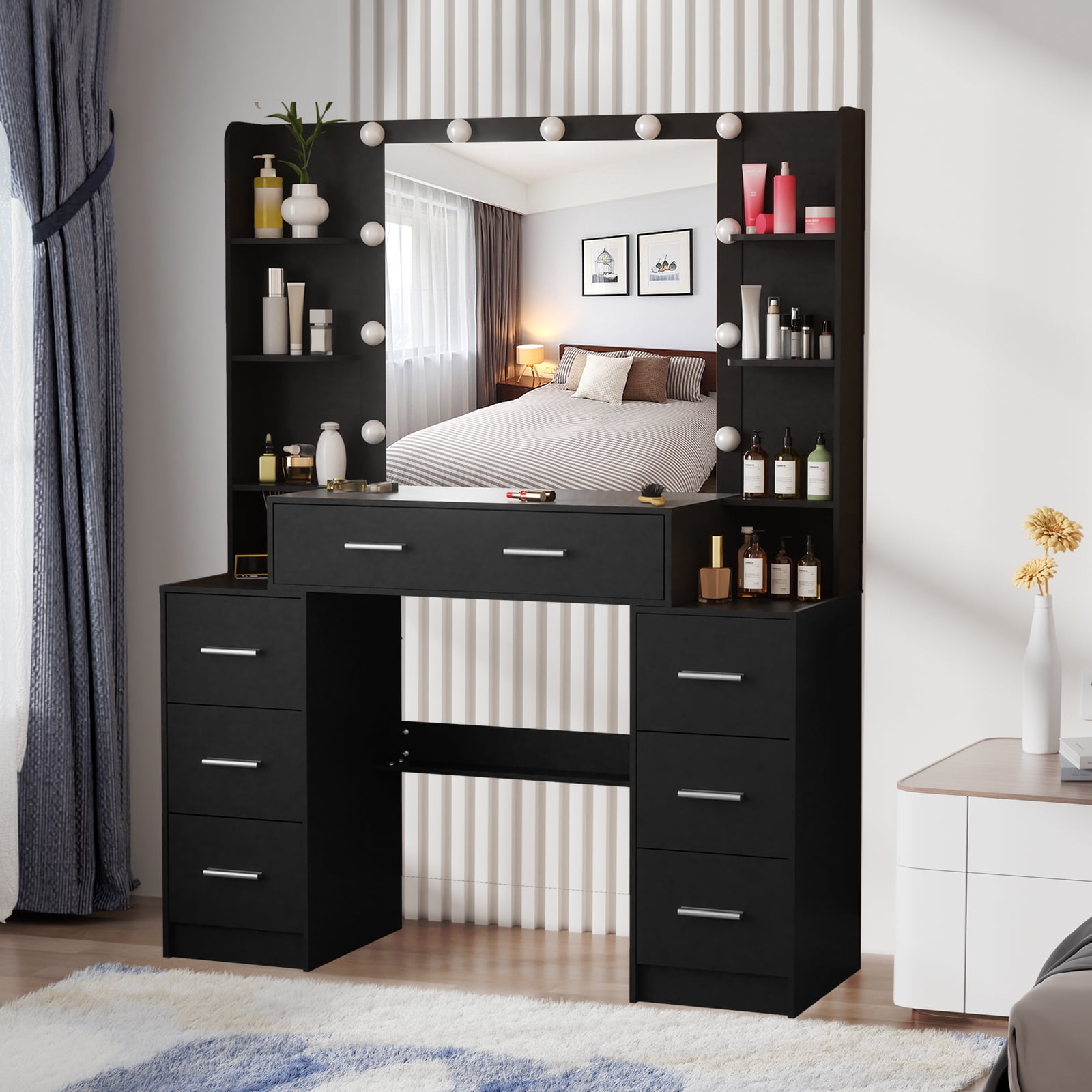 Ciumeeo Makeup Vanity Desk with Lights Large Vanity Table Bedroom