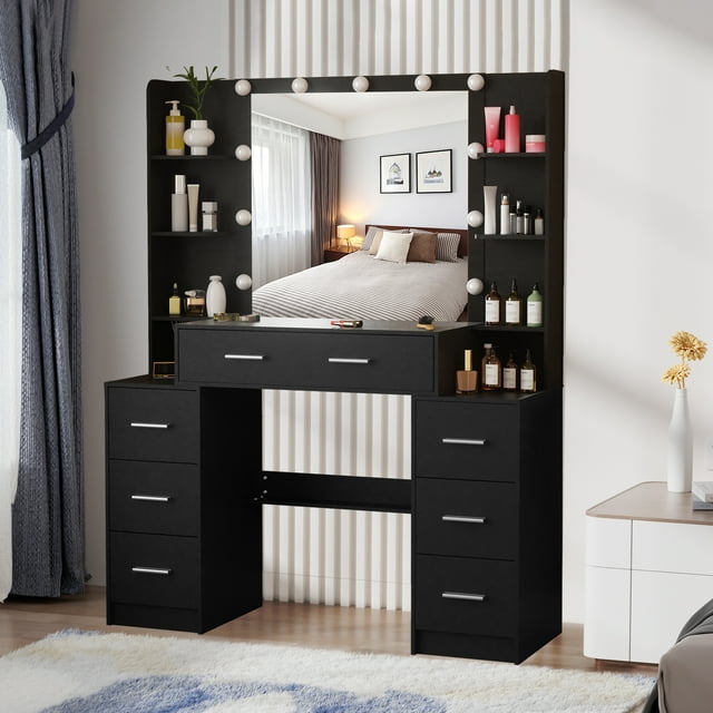 Ciumeeo Makeup Vanity Desk with Lights Large Vanity Table Bedroom
