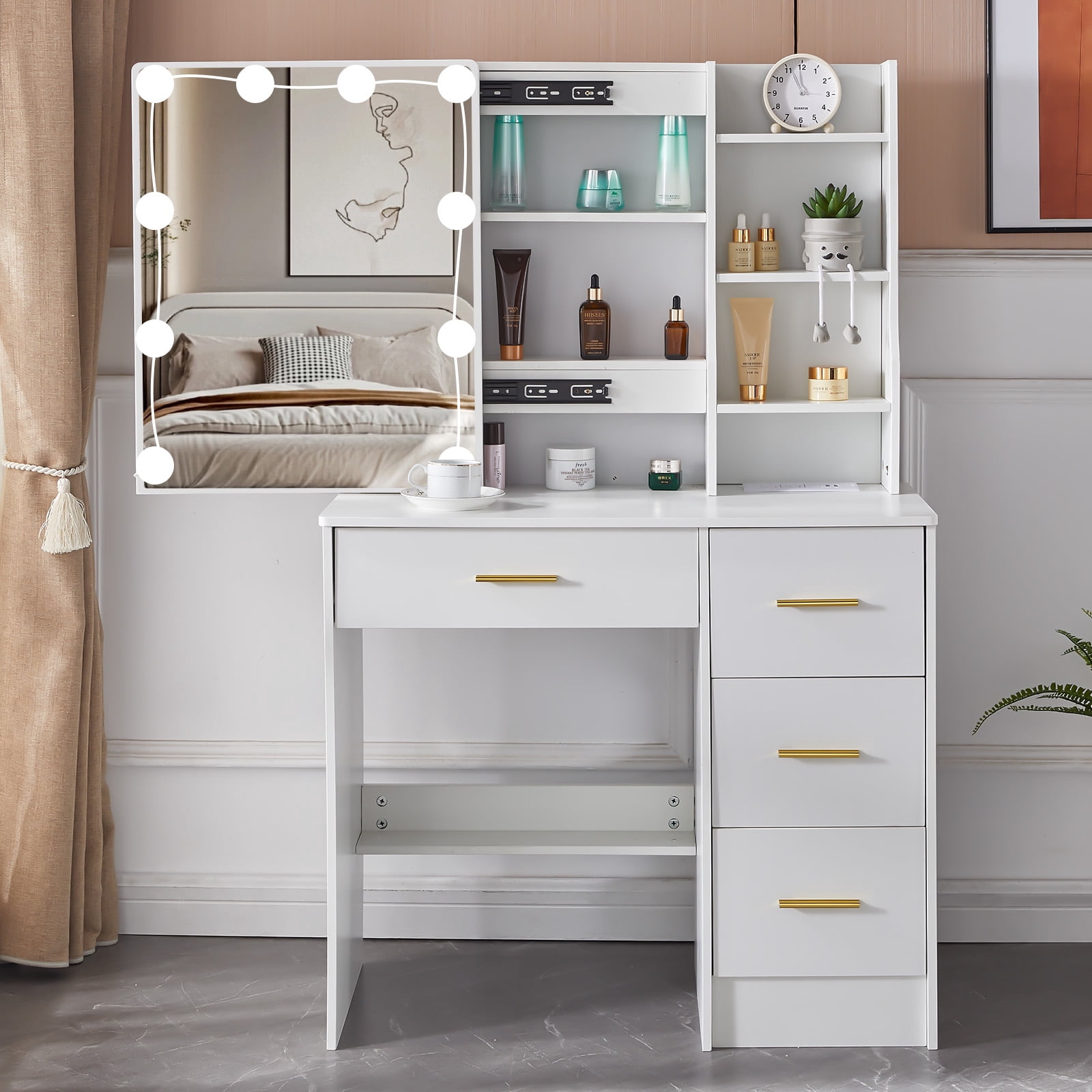 Makeup Vanity With Sliding Mirror