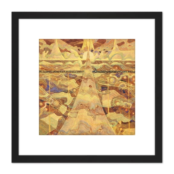 Ciurlionis Sonata Stars Abstract Painting 8X8 Inch Square Wooden Framed Wall Art Print Picture with Mount