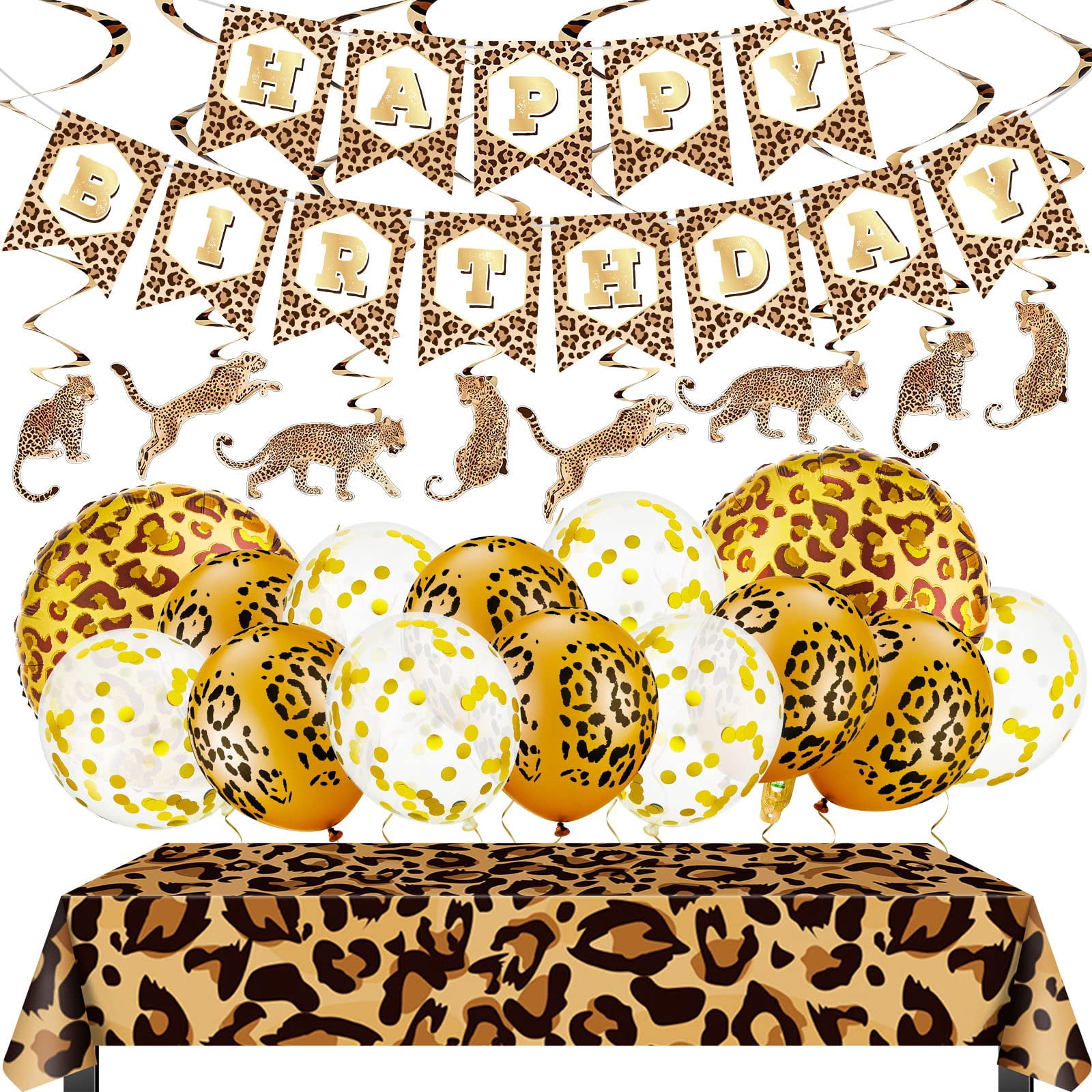 Leopard Geburtstag Banner – Rosa Safari-Deko Mit Tierballons Für Dschungel-Party