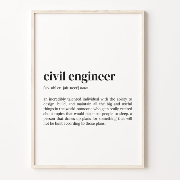 Civil Engineer Definition Dictionary Wall Art, Unframed Poster