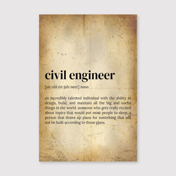 Civil Engineer Definition Print: Dictionary Wall Artfor Living Room Bedroom Office Farmhouse Neutral Home Artwork Ready to Hang 8x12 inch