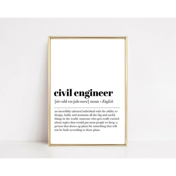 Civil Engineer Definition Wall Art Office Decor, Unframed Paper Print Size 8x12