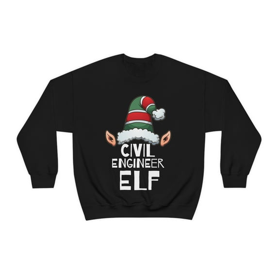 Civil Engineer Elf Unisex Sweatshirt, S-2XL Christmas Engineering Elves