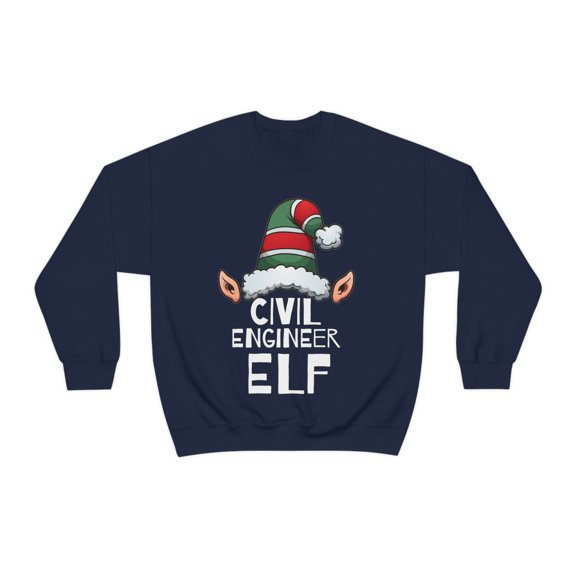 Civil Engineer Elf  Unisex Sweatshirt, S-2XL Christmas Engineering Elves