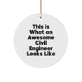 thumbnail image 1 of Civil Engineer Gifts for Men, Funny Circle Ornament from Friends, 'This Is What An Awesome Civil Engineer Looks Like' Christmas Unique Gifts, 1 of 4