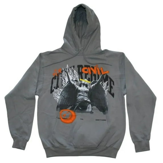 Civil Regime Ashes to Ashes S.I.N. Men's Gray Hooded Sweatshirt (Medium)