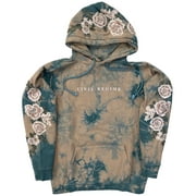 Civil Regime Womens Embroidered White Roses Tie Dye Hoodie Sweatshirt Medium, Brunnera Khaki