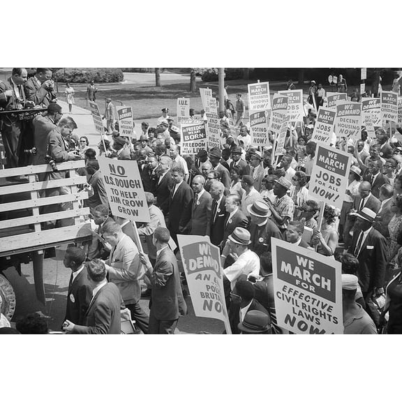 Civil Rights March, Washington D.C. 1963 Style - A - 12x18 Inch Laminated Aviation Poster - Stunning Detail and Bold Colors