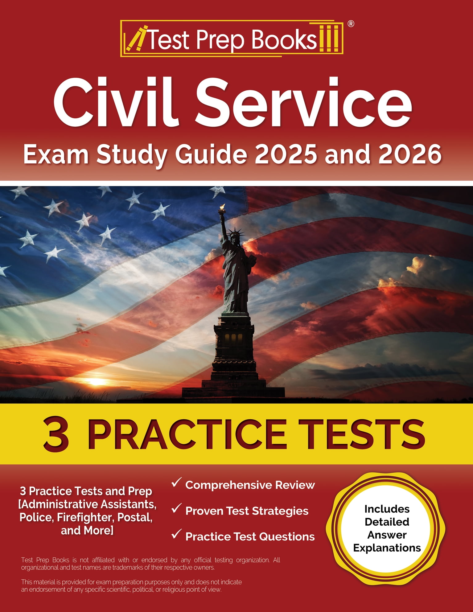 Civil Service Exam Study Guide 2025 and 2026: 3 Practice Tests and Prep [Administrative Assistants, Police, Firefighter, Postal, and More]