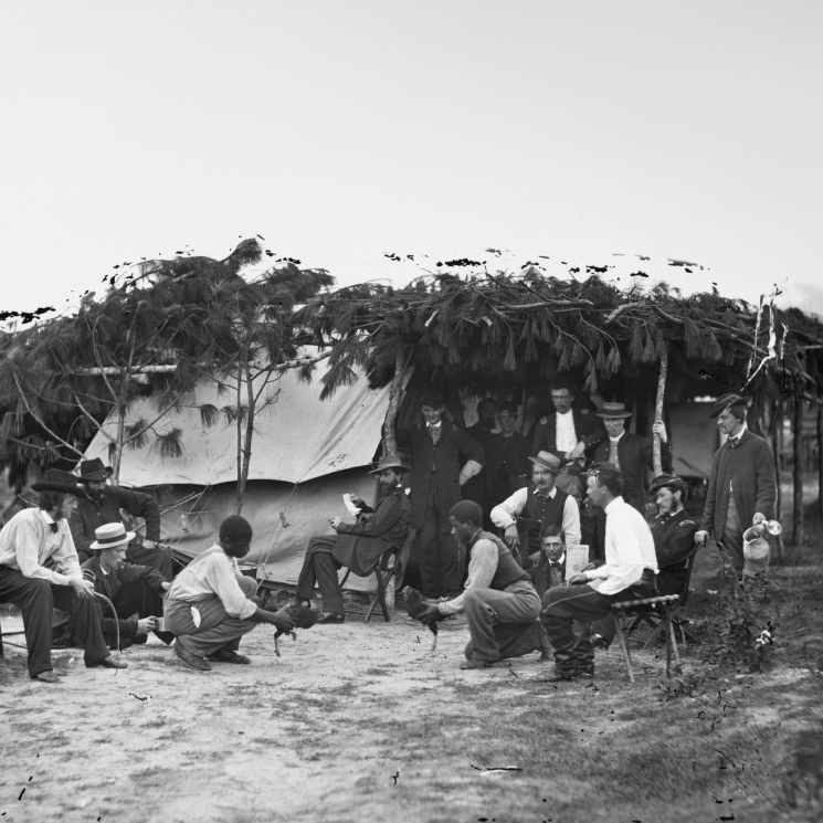 Civil War Cockfight. Ncockfight In The Headquarters Of Union General