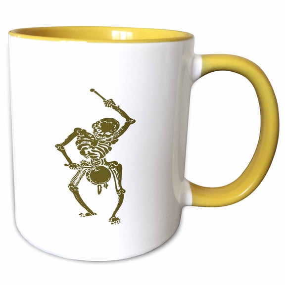 3drose, Civil War Federal Drummer Boy Skeleton Khaki, 11oz Two-tone Yellow Mug