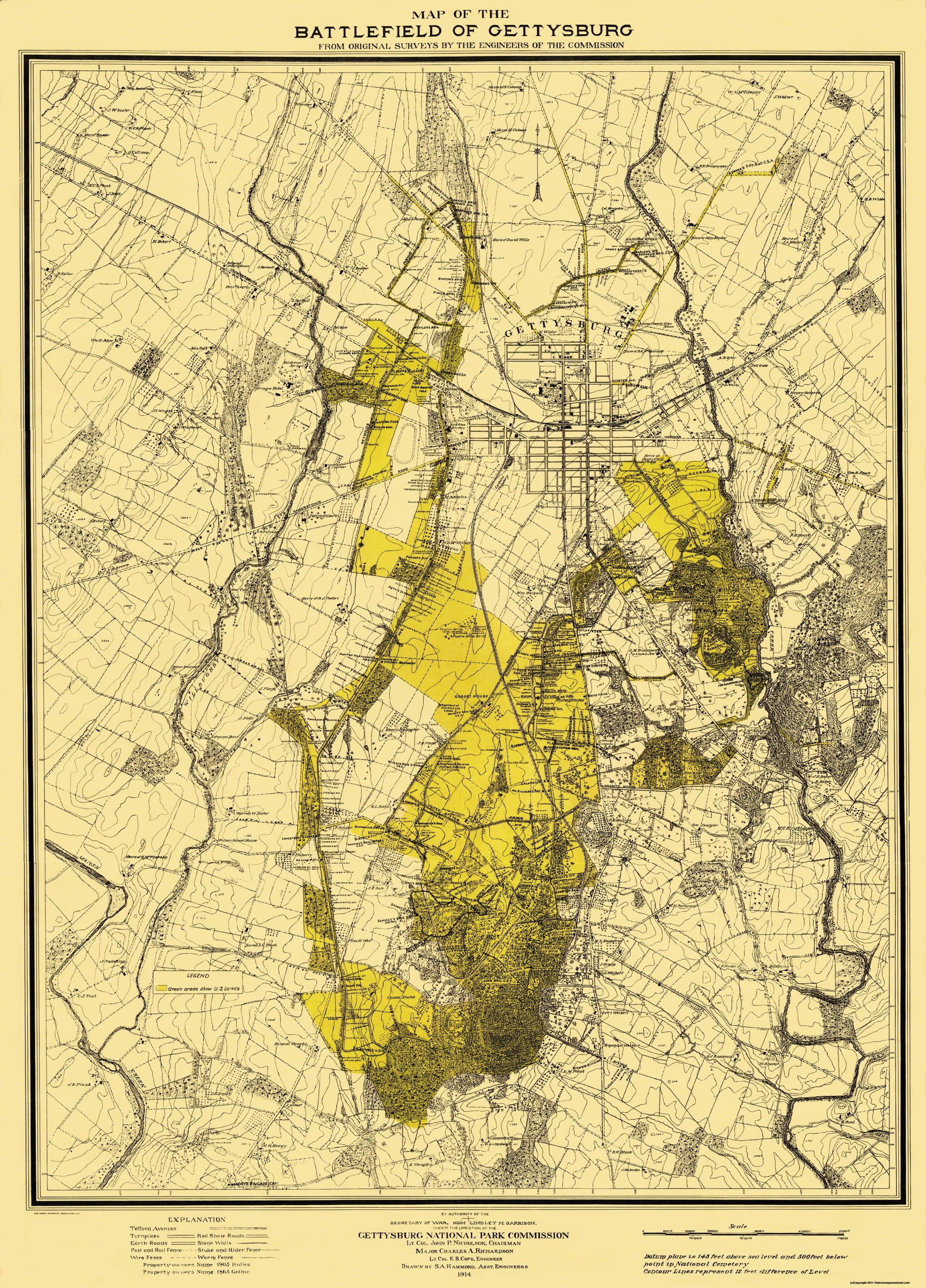 Historical Civil War Map - Gettysburg Pennsylvania Battlefield ...